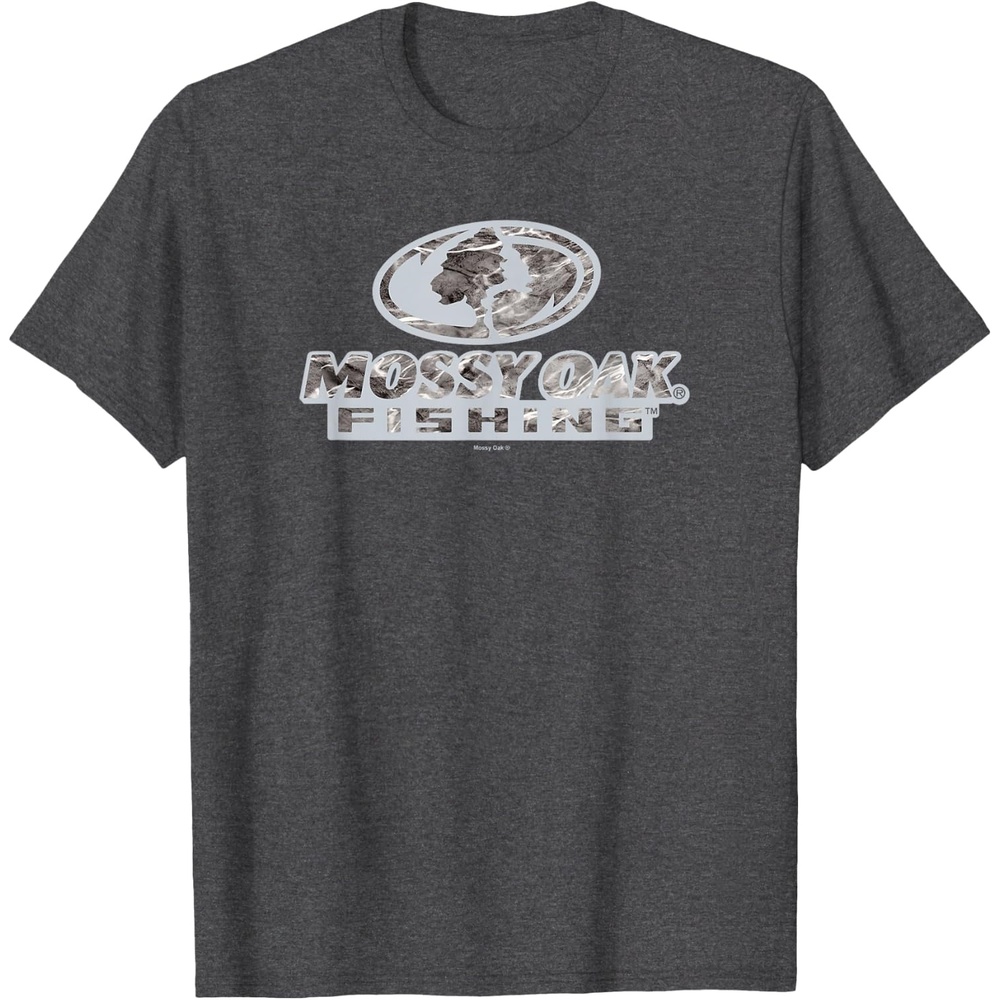 image:imageMossy Oak Fishing Open Water Classic Grey Logo TShirtDark Heather Grey