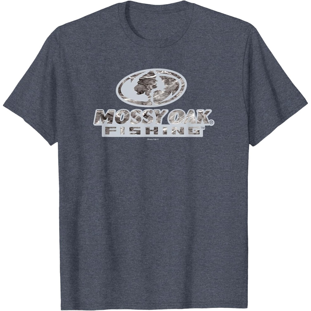 image:imageMossy Oak Fishing Open Water Classic Grey Logo TShirtHeather Blue