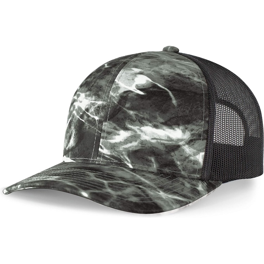 image:imagePacific Headwear Unisex Adult Agua Camo Snapback TruckerElements Black TipLight Charcoal
