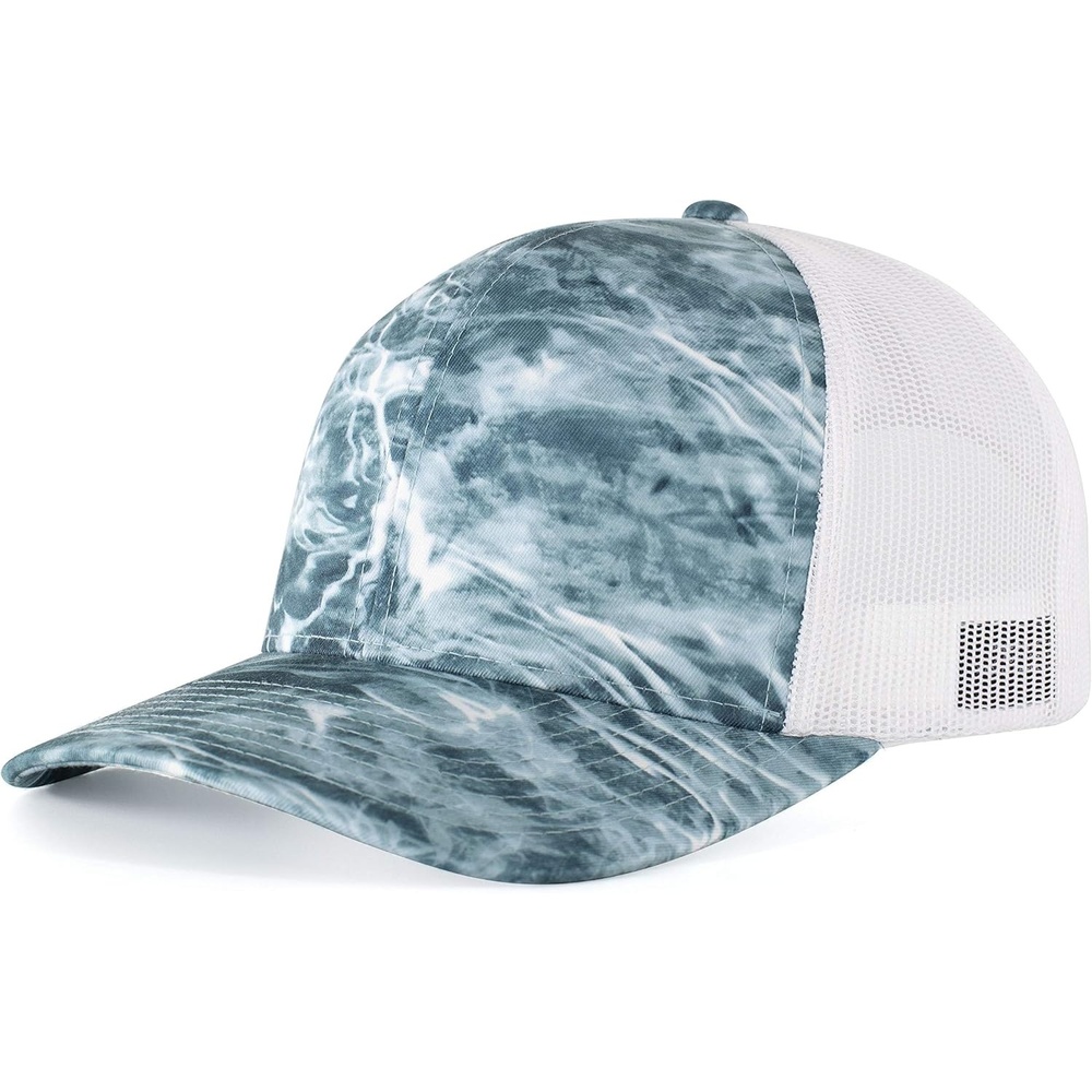 image:imagePacific Headwear Unisex Adult Agua Camo Snapback TruckerElements SpindriftWhite