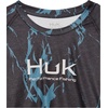 HUK Kids Pursuit Pattern Long Sleeve Shirt, Fishing Shirt for Kids(Kelp Wash Heather – Black)
