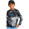 HUK Kids Pursuit Pattern Long Sleeve Shirt, Fishing Shirt for Kids(Mossy Oak Stormwater Midnight)