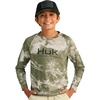 HUK Kids Pursuit Camo Crew Sleeve Shirt, Performance Shirt for Kids(Mossy Oak Stormwater Freshwater)