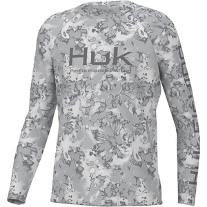 HUK Kids Pursuit Pattern Long Sleeve Shirt, Fishing Shirt for Kids(Fin Fade – Harbor Mist)