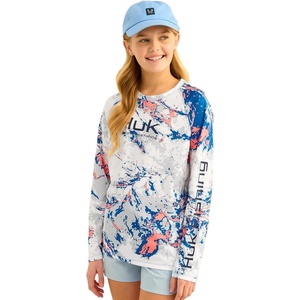 HUK Kids Pursuit Pattern Long Sleeve Shirt, Fishing Shirt for Kids(Mossy Oak – Ocean Blue)