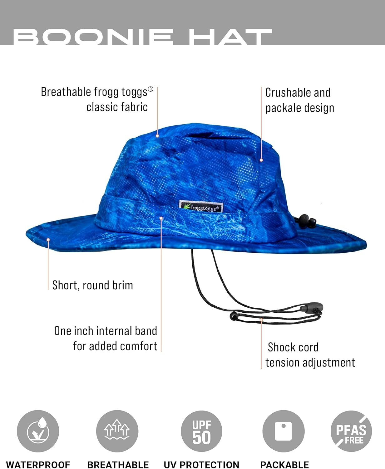 image:imageFROGG TOGGS Boonie Hat Fishing hat Offers Waterproof Breathable Sun ProtectionRealtree Fishing Dark Blue