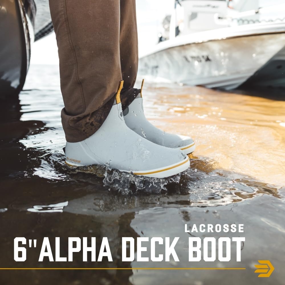 image:imageLaCrosse Alpha Deck Boot 6Inch Waterproof Shoes for Men SlipResistant Outsole amp Deck Boots for Men QuickDry AirCirc Lining amp Fishing ShoesWild Dove