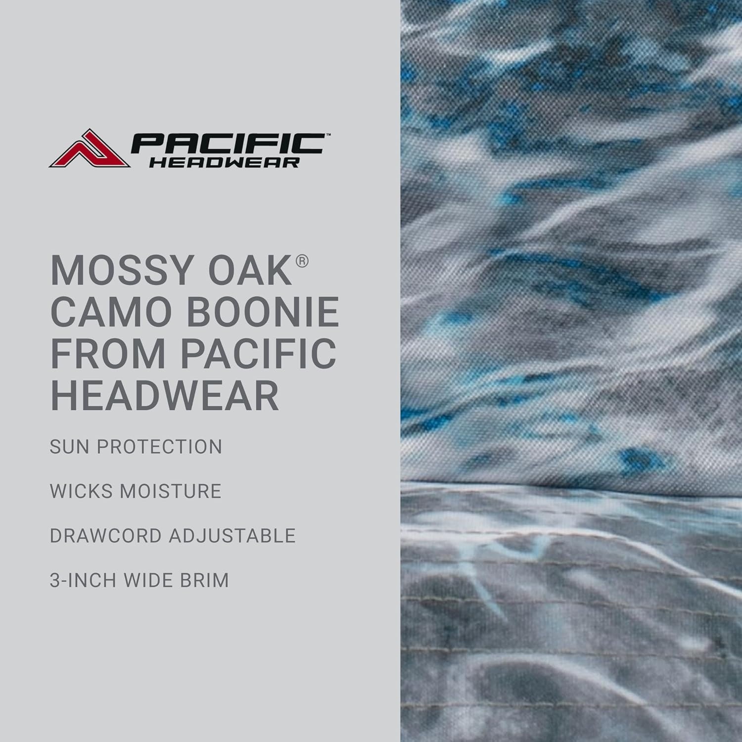 image:imagePacific Headwear Unisex Adult Pacific Headwear Active Sport Mossy Oak Camo BoonieElements Agua Steelhead