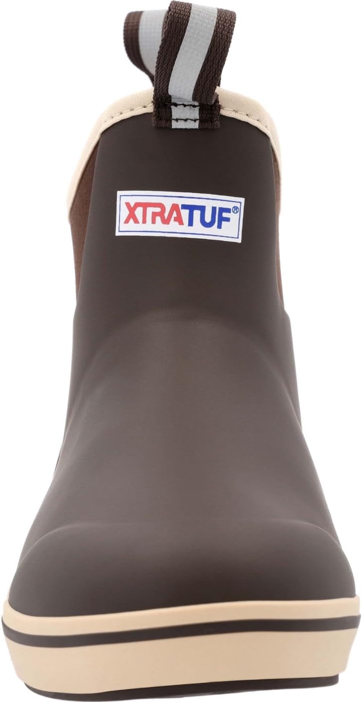 image:imageXtratuf 6 Mens Ankle Deck Boot Lightweight 100 Waterproof Rubber Footwear NonMarking SlipResistant Outsole MoistureWicking LinerChocolateTan