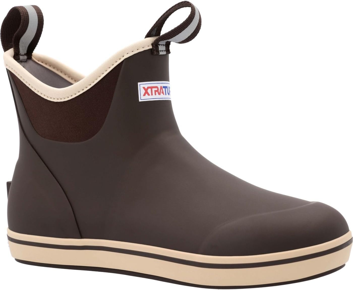 image:imageXtratuf 6 Mens Ankle Deck Boot Lightweight 100 Waterproof Rubber Footwear NonMarking SlipResistant Outsole MoistureWicking LinerChocolateTan