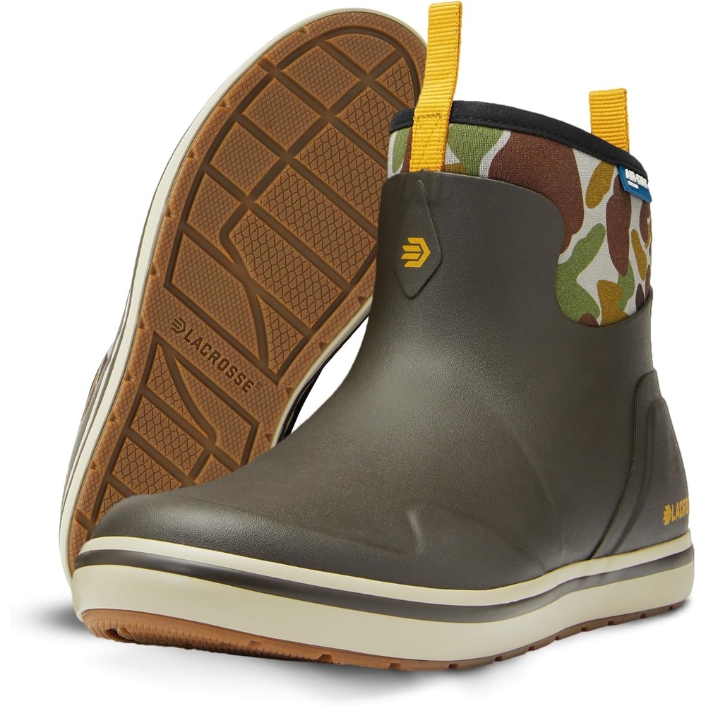 image:imageLaCrosse Alpha Deck Boot 6Inch Waterproof Shoes for Men SlipResistant Outsole amp Deck Boots for Men QuickDry AirCirc Lining amp Fishing ShoesBlack OliveCamo