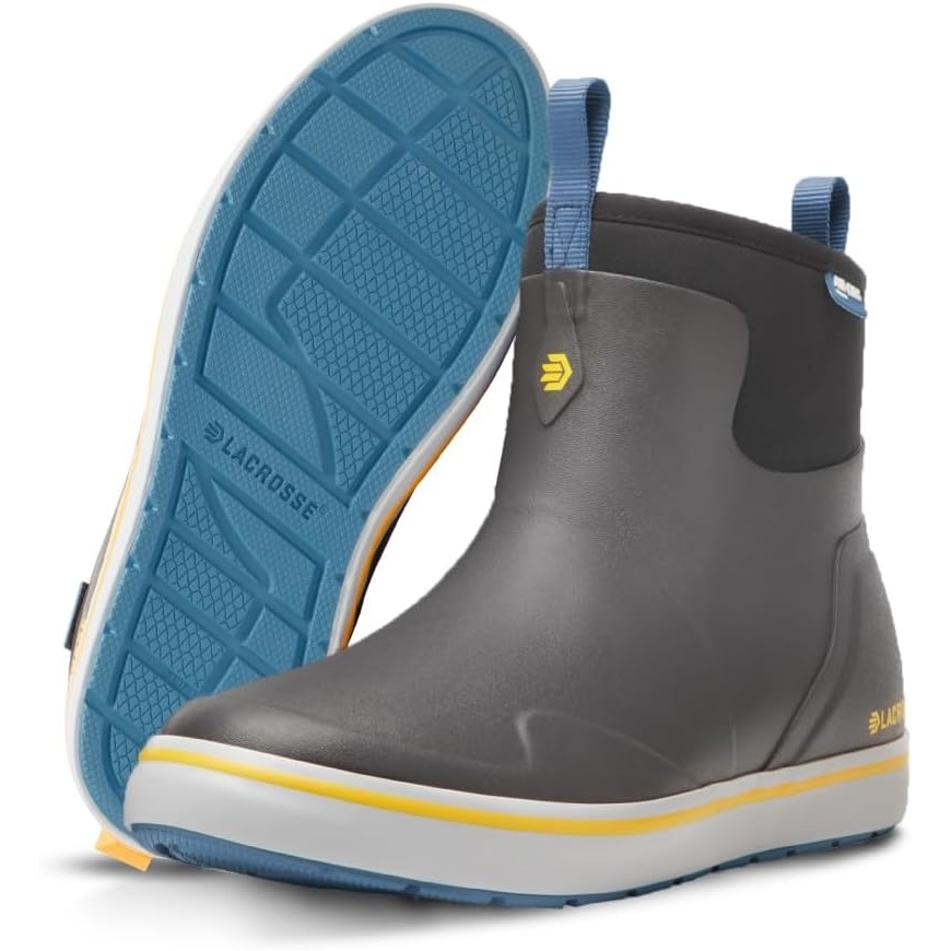 image:imageLaCrosse Alpha Deck Boot 6Inch Waterproof Shoes for Men SlipResistant Outsole amp Deck Boots for Men QuickDry AirCirc Lining amp Fishing ShoesDark Shadow