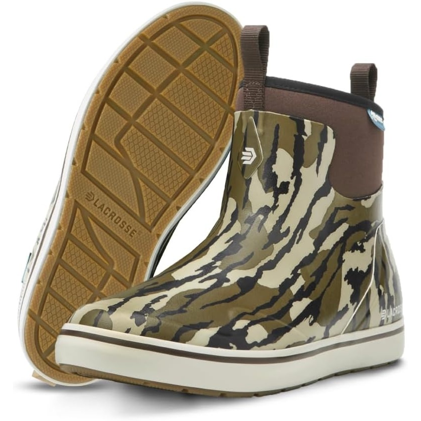 image:imageLaCrosse Alpha Deck Boot 6Inch Waterproof Shoes for Men SlipResistant Outsole amp Deck Boots for Men QuickDry AirCirc Lining amp Fishing ShoesMossy Oak Original Bottomland
