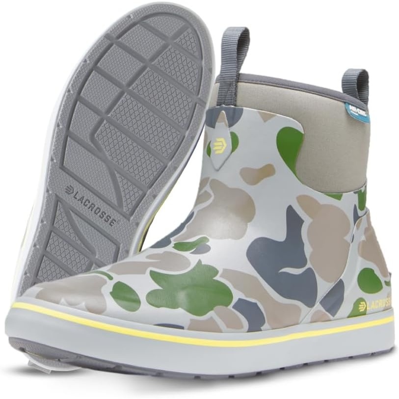 image:imageLaCrosse Alpha Deck Boot 6Inch Waterproof Shoes for Men SlipResistant Outsole amp Deck Boots for Men QuickDry AirCirc Lining amp Fishing ShoesSeagrass Duck Camo